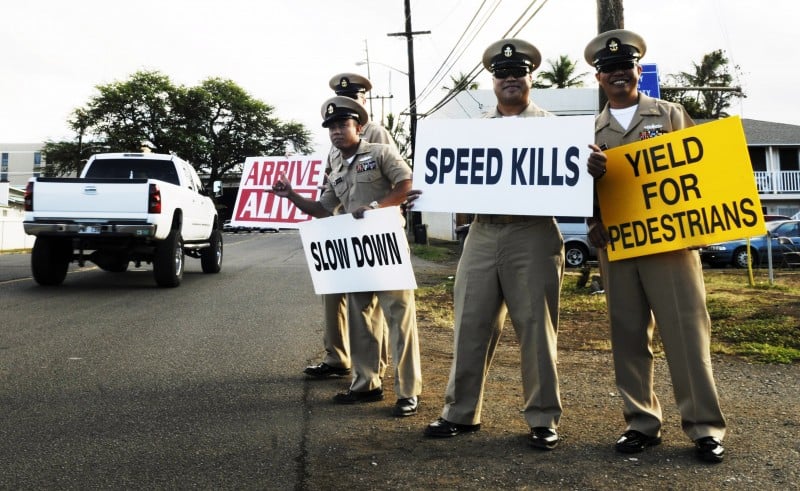 chiefs hold safety signs speed kills safe driving
